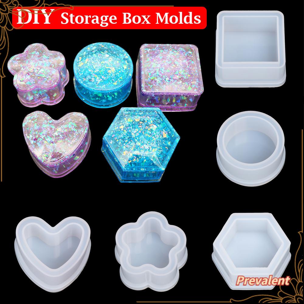 Preva Kotak Penyimpanan Cetakan DIY Persegi Hexagon Bulat Buatan Tangan Alat Bentuk Bunga Hati Lem Kristal