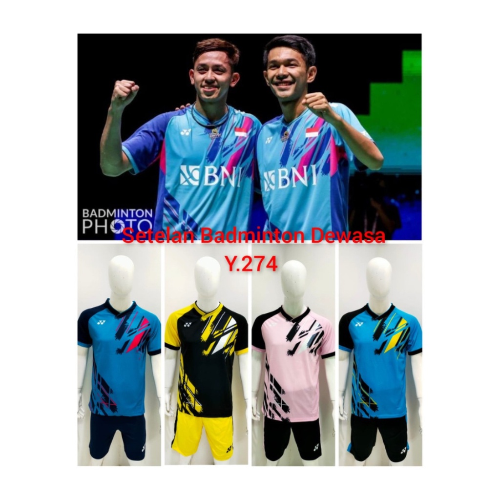 Kaos bulutangkis pria Y274 setelan baju celana badminton jersey wanita dewasa t-shirt outfit seragam jarsey kostum olahraga pakaian apparel sport jersy bulu tangkis casual jersi sudirman thomas uber cup print custom suit hitam polos