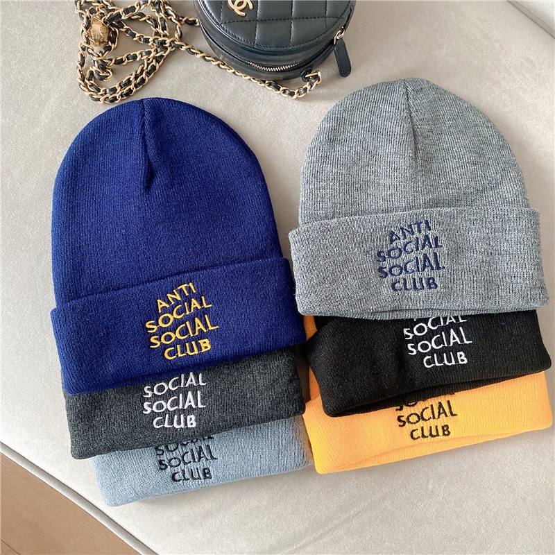 Topi Rajut Wol Motif Warna Solid Dicetak Versi Korea Tren Fashion