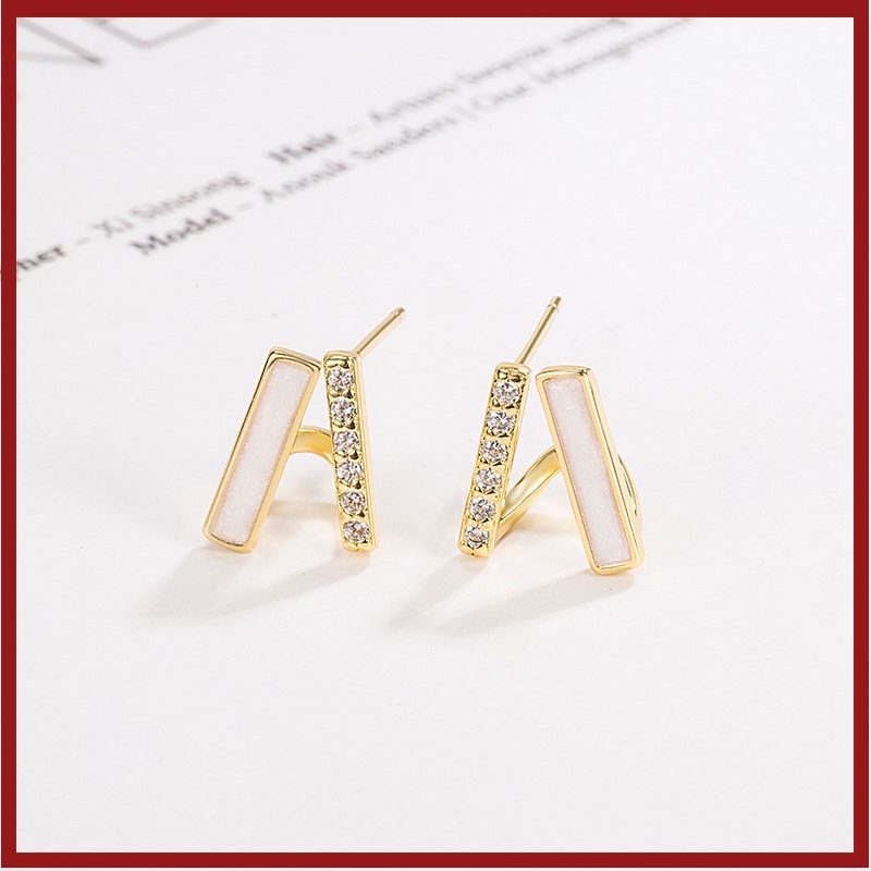 Anting Tusuk Fritillary Dua Lapis, Anting Trendi Kecil Dan Indah U1172