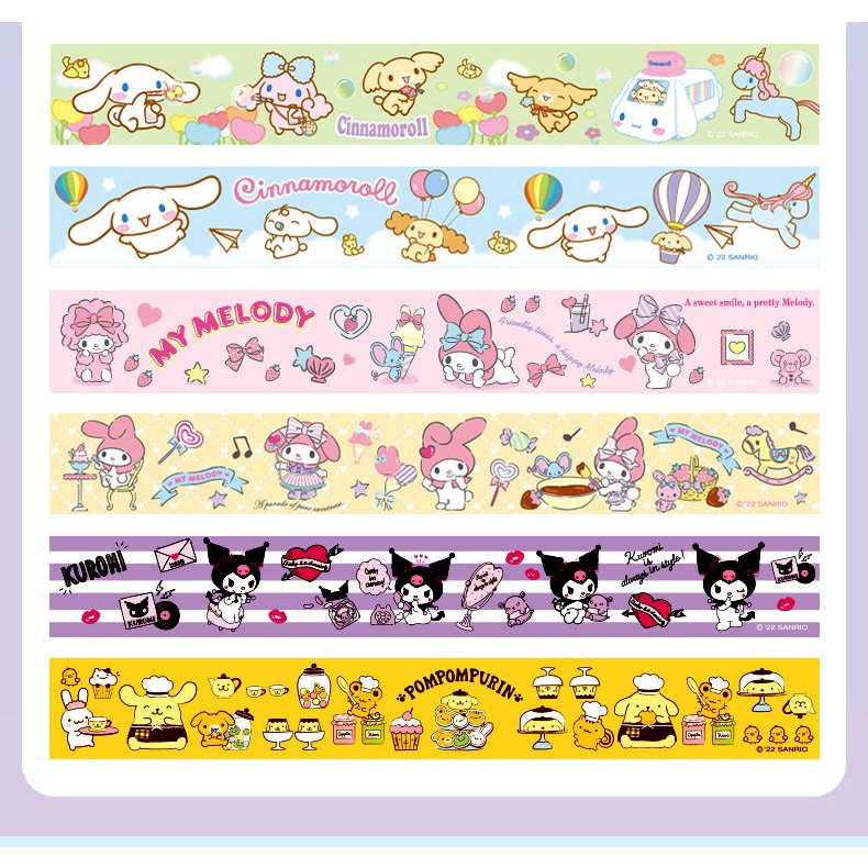 Sticker Stiker Washi Tape Masking Tape Selotip Motif Sanrio kertas motif Polos Motif Kotak Kotak Lucu Dekorasi Buku Book Diary Diari Memo Journal Catatan Harian  Alat Tulis Bisa Untuk Kado Ulang Tahun Scraping book @banyak