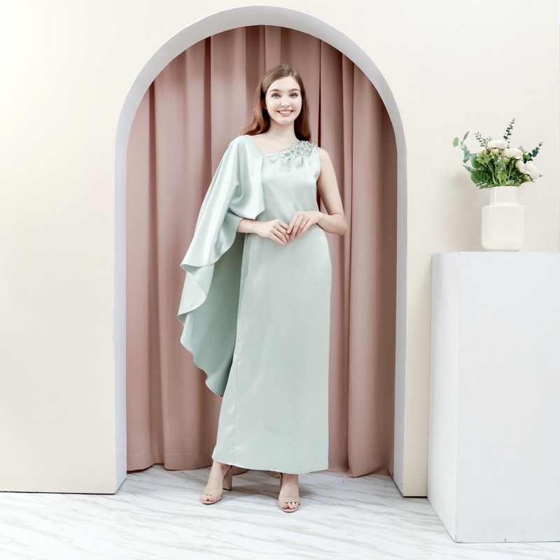 BPC ROYAL JI-AH OFF-SHOULDER asymmetrical maxi dress - Mint/ PARTY DRESS/ BRIDESMAID DRESS/ WEDDING 