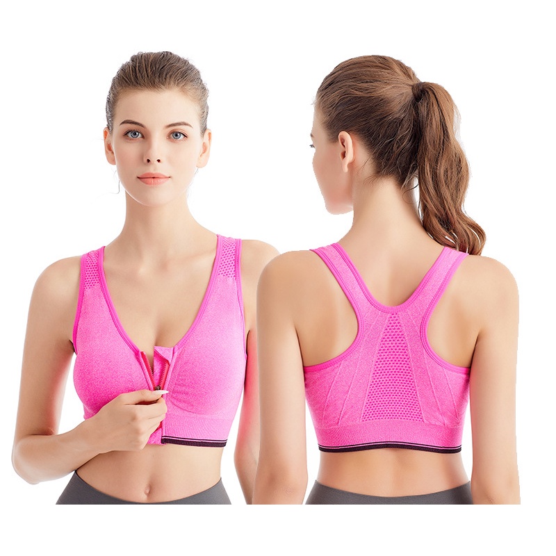 BH Olahraga Push Up Gym Bra Resleting Depan Dengan Bantalan Dada Fitness Zumba Senam Bra 2023