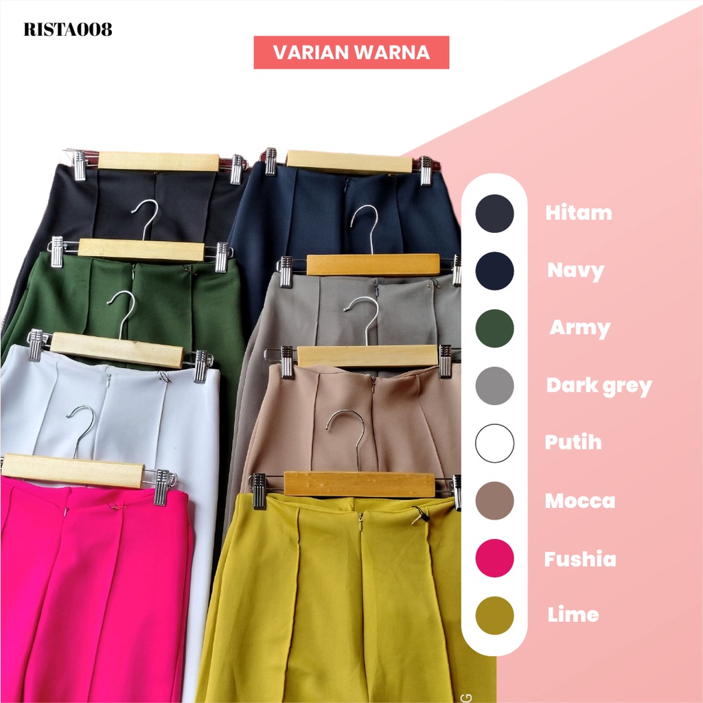 Highwaist Pants Celana Kulot Scuba Bawahan Cullote Outfit Remaja Wanita Kekinian Terbaru