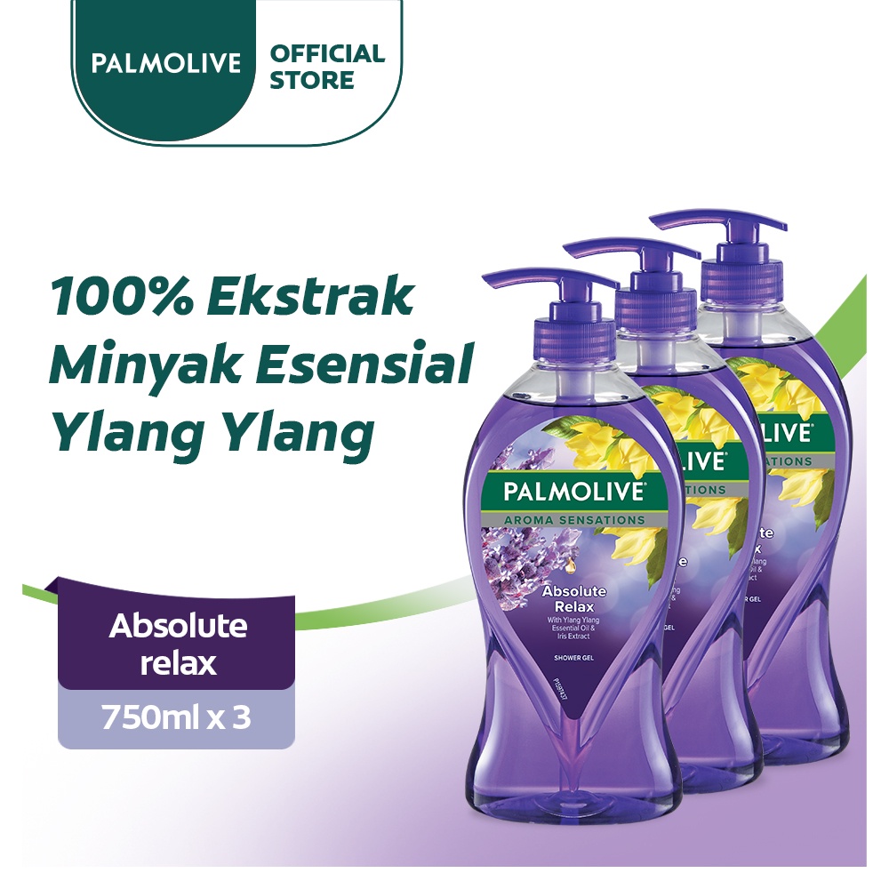 Palmolive Aromatherapy Shower Gel Absolute Relax 750ml - Sabun Mandi Cair (3pcs)