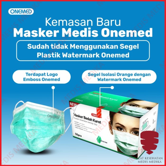 Masker Onemed Earloop Headloop Face Mask Disposable Bedah Karet Telinga Hijab Debu Motor Medis