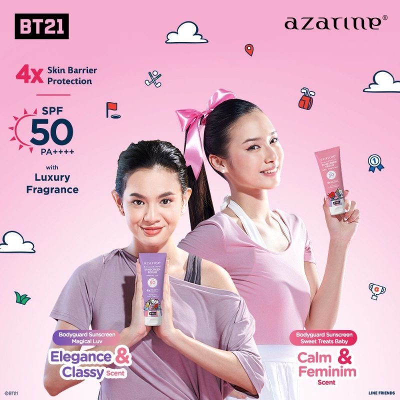 ⭐BAGUS⭐ AZARINE Bodyguard Moisturizer Suncreen Serum x BT21 | Sunscreen