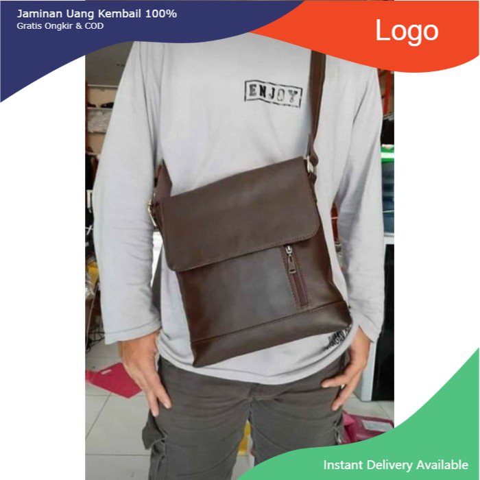Tas selempang pria kulit asli slingbag cowok kulit asli garut sukaregang