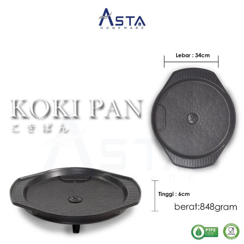 Grill pan anti lengket Asta Koki pan / pan serbaguna / Korean grill pan / multi pan / pemanggang bbq