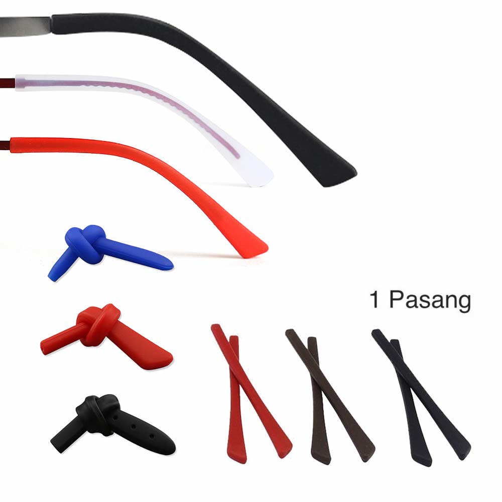 1 Pasang [ Transparan ] Pengait Kacamata Silikon - Anti Slip - Earhook Silicone - Penahan Hijab Style - KP8120