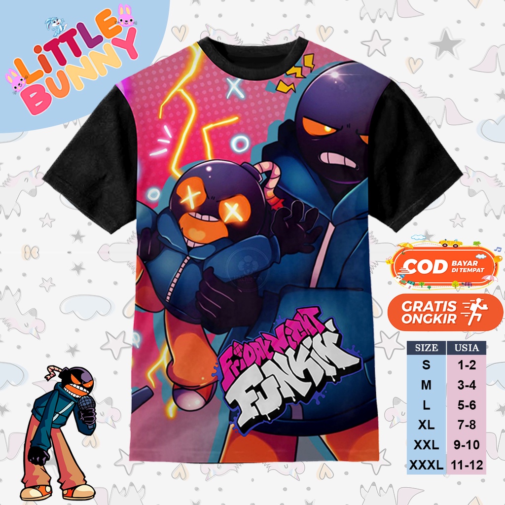 KAOS ANAK KARAKTER 3D WHITTY FNF FUNKIN ART 17 BAJU KAOS ANAK FNF - LITTLE BUNNY