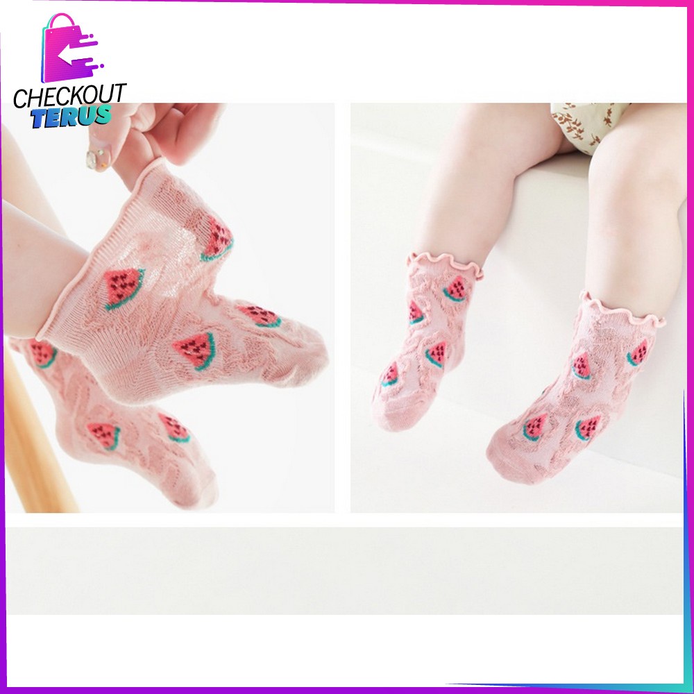 CT P380 Kaos Kaki Anak Perempuan Renda Karakter Buah Bunga Aksen Ruffle Kaus Kaki Breathable Baby Socks