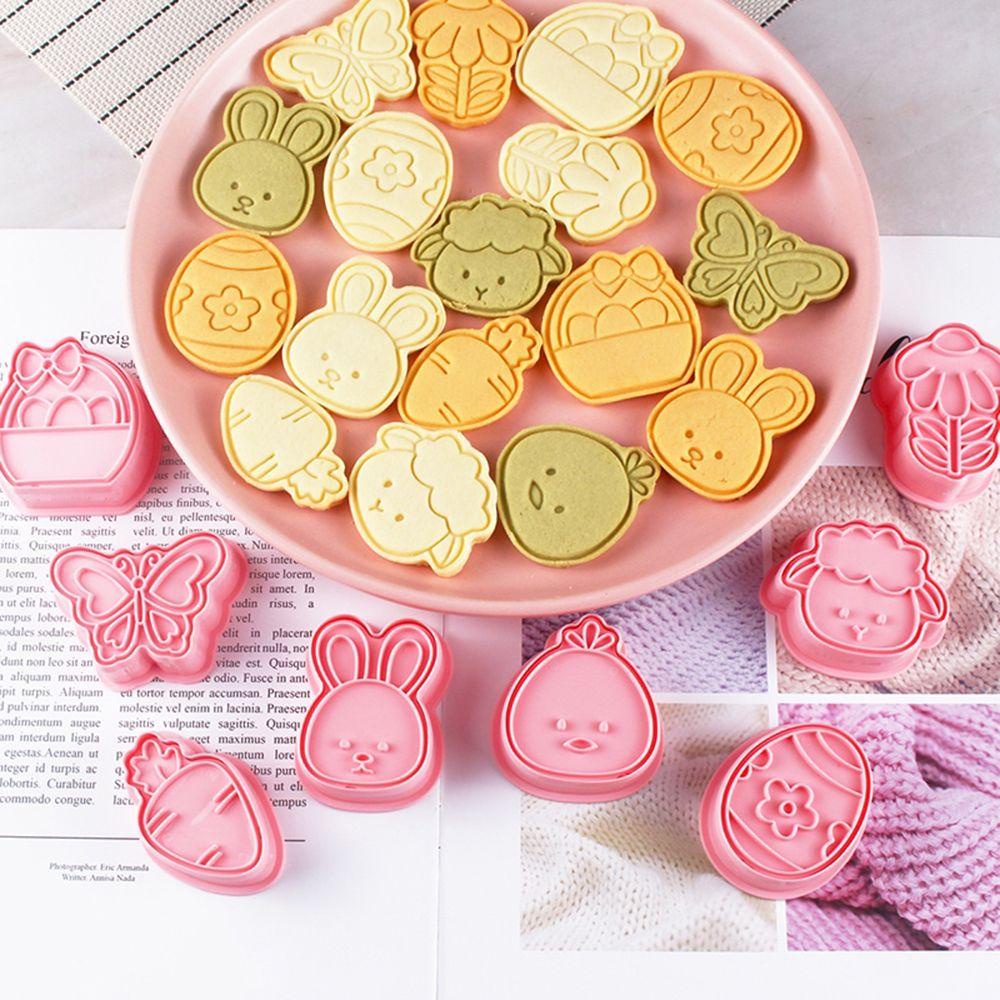 Solighter 4PCS/Set Cetakan Biskuit Paskah DIY Plunger Baking &amp; Pastry Tools Dekorasi Paskah Rabbit Chick Cookies Cutter