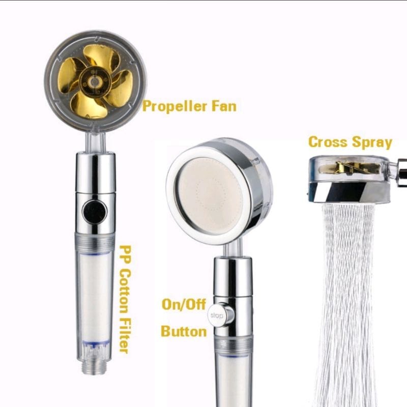 (FO)KEPALA SHOWER MANDI KIPAS 360 DERAJAT ON OFF TURBO FAN SHOWER FILTER / KEPALA KRAN MANDI BALING SARINGAN