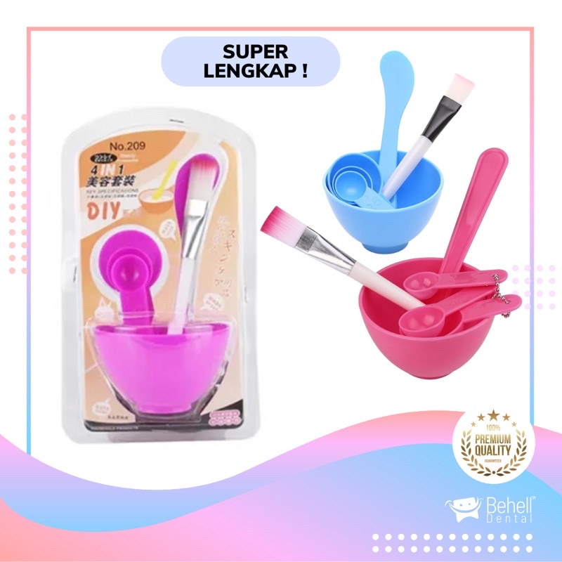 MANGKUK MASKER KUAS SENDOK BOWL / SET MANGKOK TEMPAT MASK DIY ORI 4 IN 1 / 4in1 Set COD BEHELLDENTAL