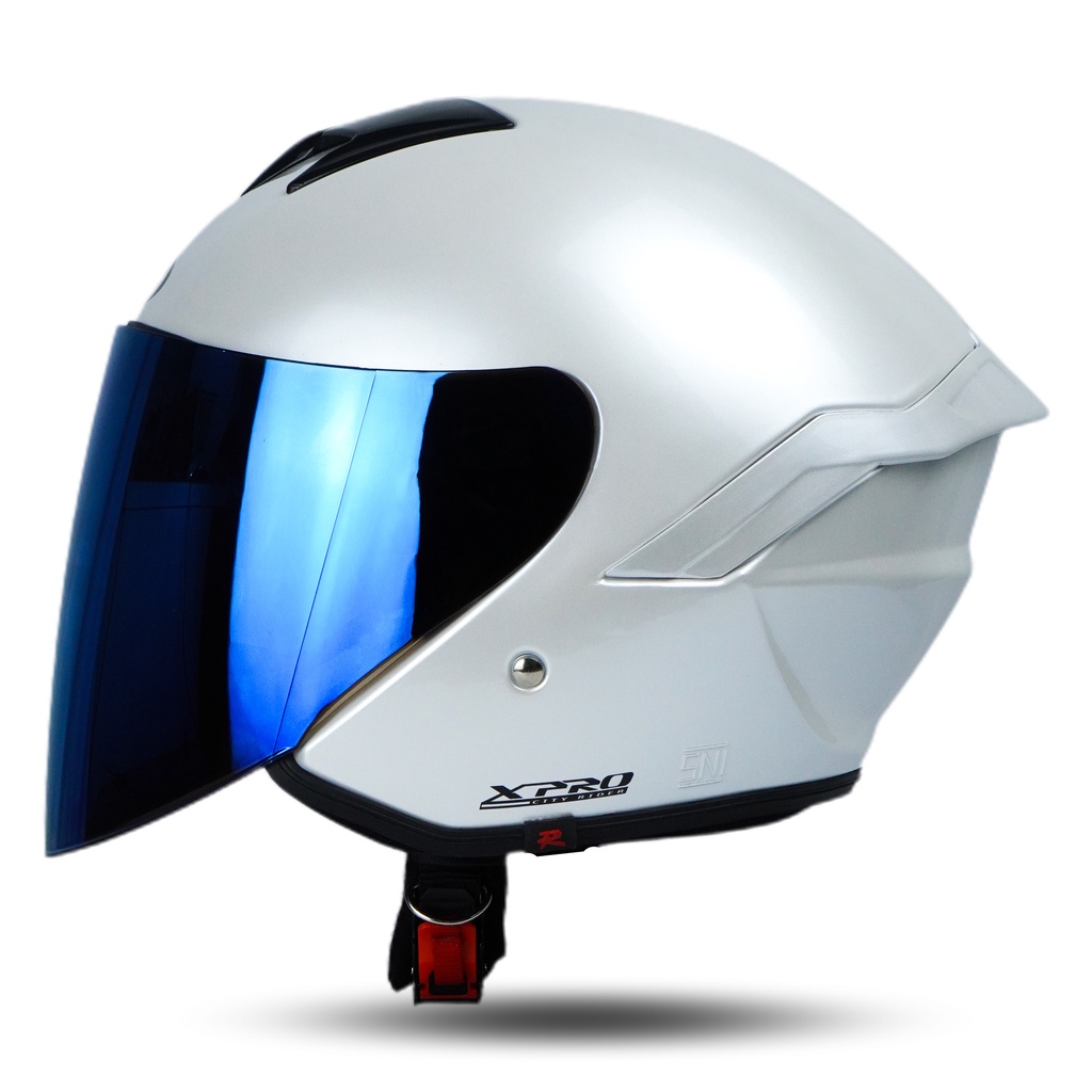 Jual R SIX Helm Half Face Helem Motor SNI Xpro Series Warna Solid Visor Blue Shopee Indonesia