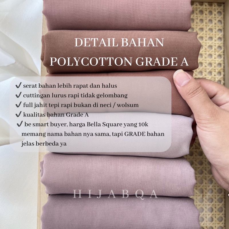 HIJABQA - Plain Square Hijab Segiempat Polos Polycotton