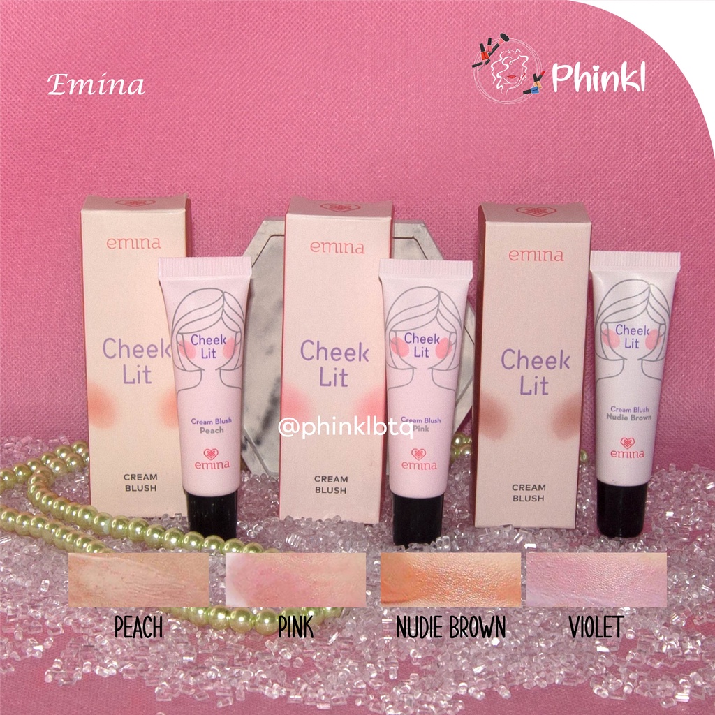 `ღ´ PHINKL `ღ´ ╰☆☆ 𝔢мιℕά ☆☆╮ Emina cheek lit blush on cream perona pipi alami cocok untuk remaja