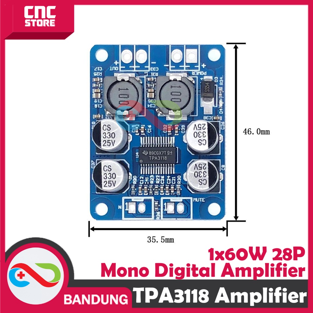 TPA3118 PBTL MONO DIGITAL POWER AMPLIFIER BOARD 1x60W 12V 24V