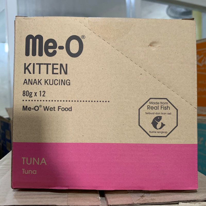 Meo Me O pouch kitten TUNA 80gr 1box - makanan kucing basah sachet