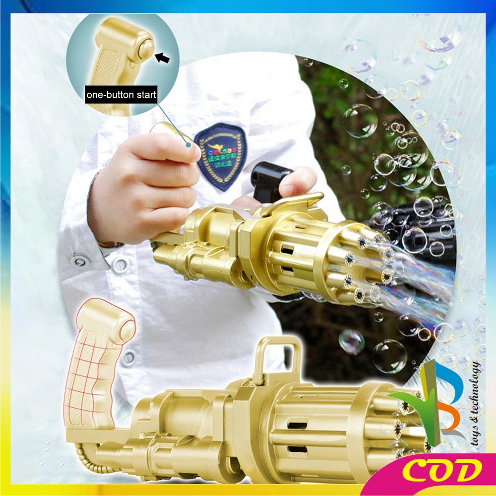 RB-M197 Mainan Bubble Gun Pistol Gelembung Sabun Anak Buble Gun Elektrik Machine Gun Bubble Busa