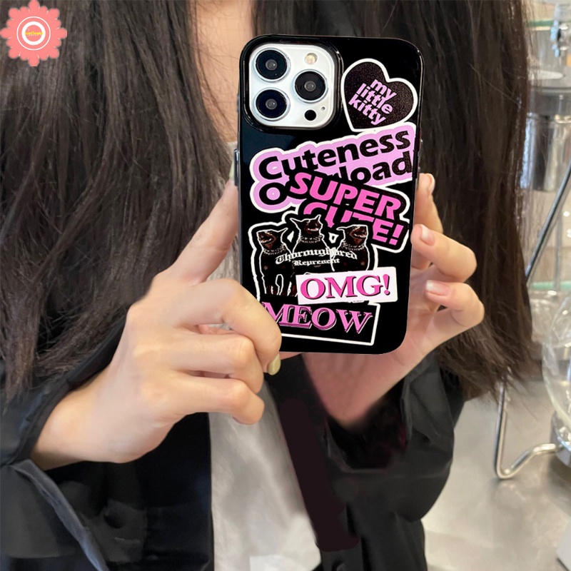 Ins Trendy Stiker Label Ponsel Case Trendi Kompatibel Untuk IPhone 11xr 78 Plus 14 13 12 Pro Max X XS Max SE 2020lembut Tpu Silicon Glossy Halus Phone Cover