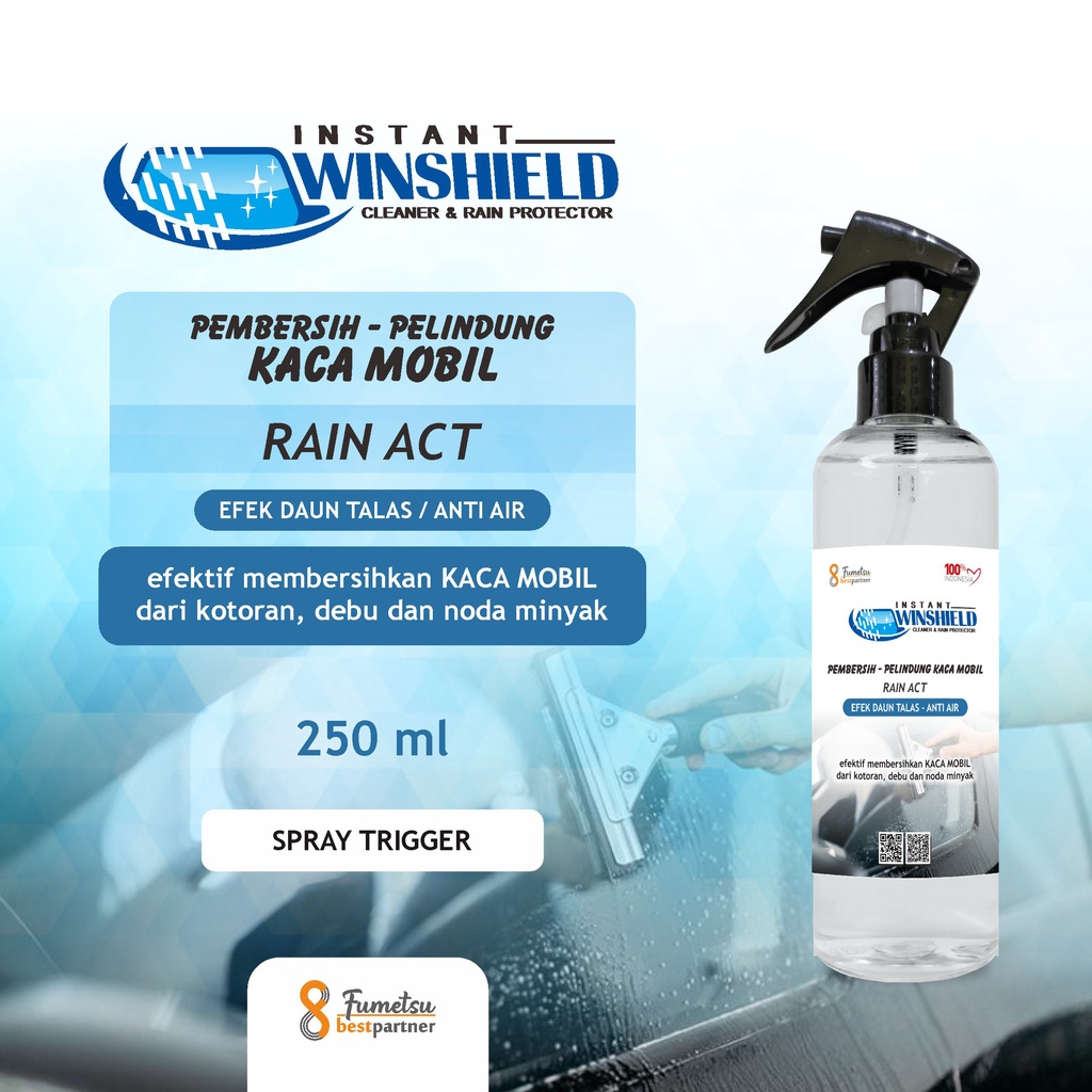 Pembersih Kaca Mobil Efek Daun Talas Rain Act Anti Air Kemasan 250mlTrigger