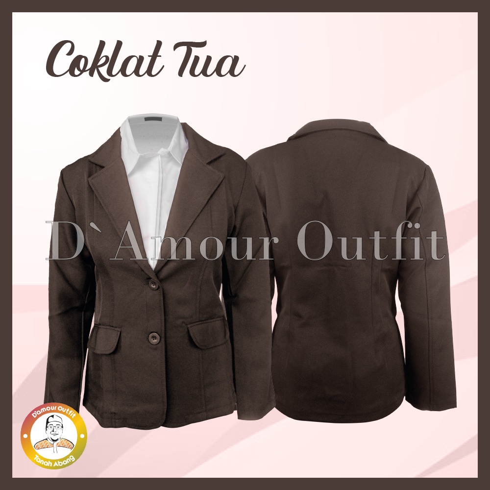 Jas Blazer Wanita Jas Kerja Kantor Cewe Polos Dewasa Anak Jaket Blezer Cewek Pakaian Formal Kantoran Dasar Hitam Bahan Panjang Kancing 2 Jumbo Big Size Cardigan Rompi Outer Perempuan Import Korean Style
