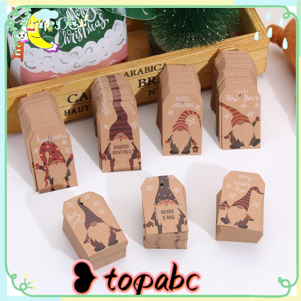 Top 100PCS Kraft Tag Santa Claus Kraft Paper Xmas Dekorasi Label Natal