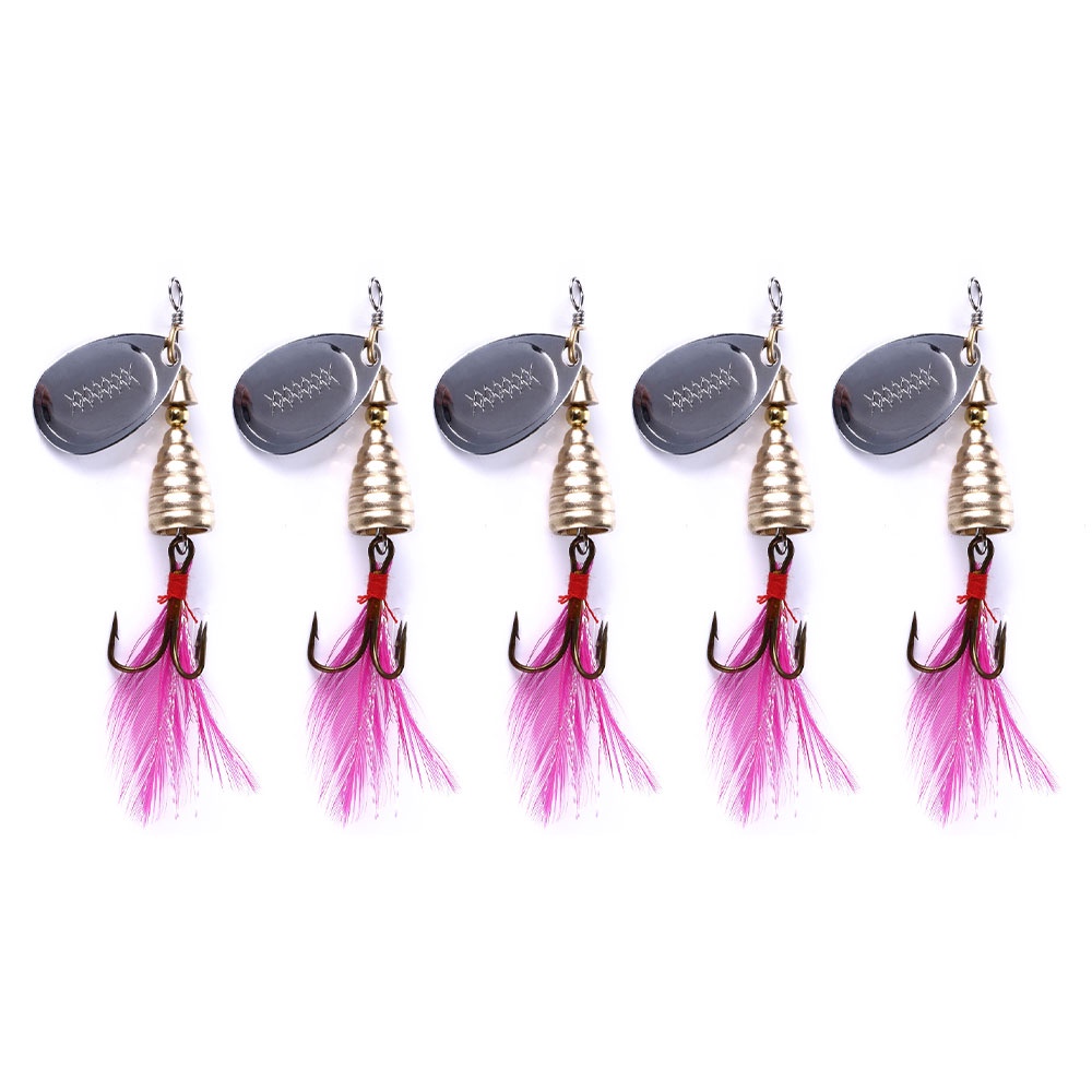 Hengjia 1 Pcs Berputar Logam Spinner Memancing Umpan 9.5g 7 cm Payet Umpan Buatan Keras Umpan Crap Bass Pike Bulu Treble Hook Tackle