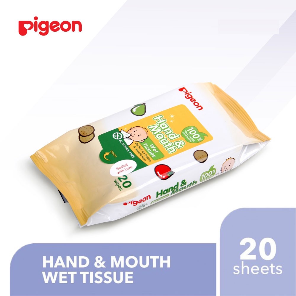 Pigeon Hand and Mouth / ANTI BACTERIAL Wipes Wet Tissue 20 Sheets - Tisu Basah Bayi