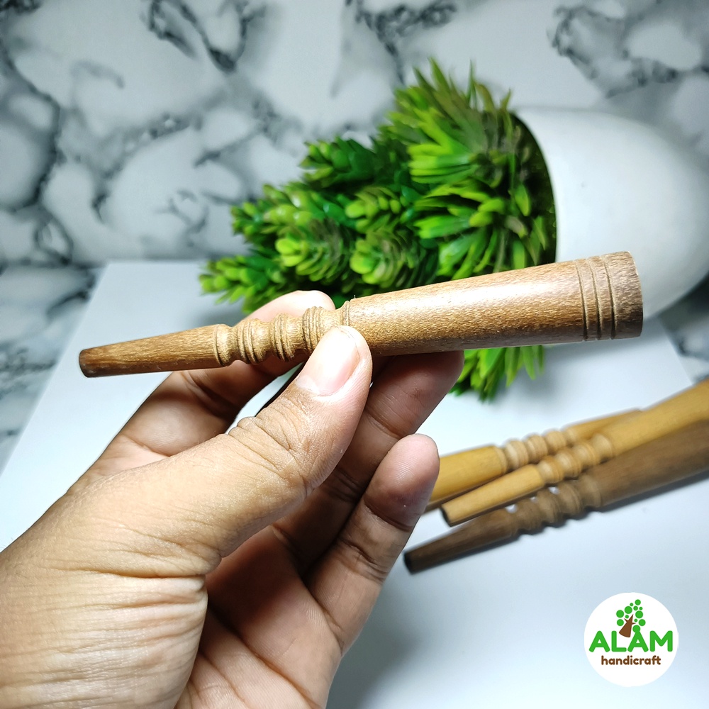 Once Pi Pa kayu gaharu ukir 12cm