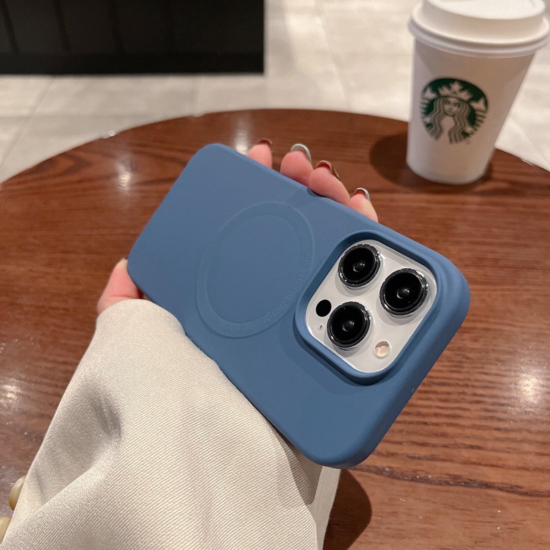 [Wireless Charging Magesafe] Silikon Cair Skin Feel Soft Case Untuk iPhone XR XS Max Casing Handphone Iphone12 13 Pro Max