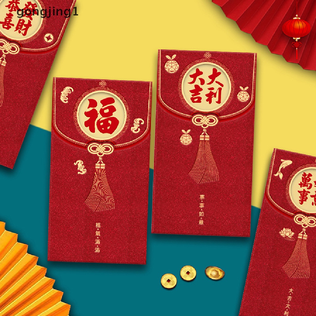 Ggg 6Pcs Amplop Merah Kelinci Lucu Hongbao Untuk Tahun Baru 2023saku Merah Paket Uang Keberuntungan Kartun Hadiah Tas ID