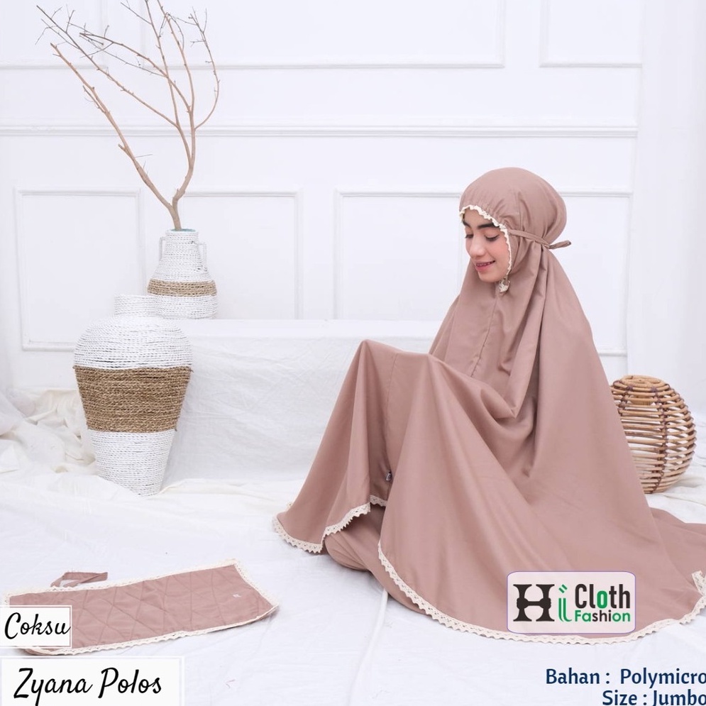 mukena polos katun micro + sajadah sujud yang bisa jadi tas