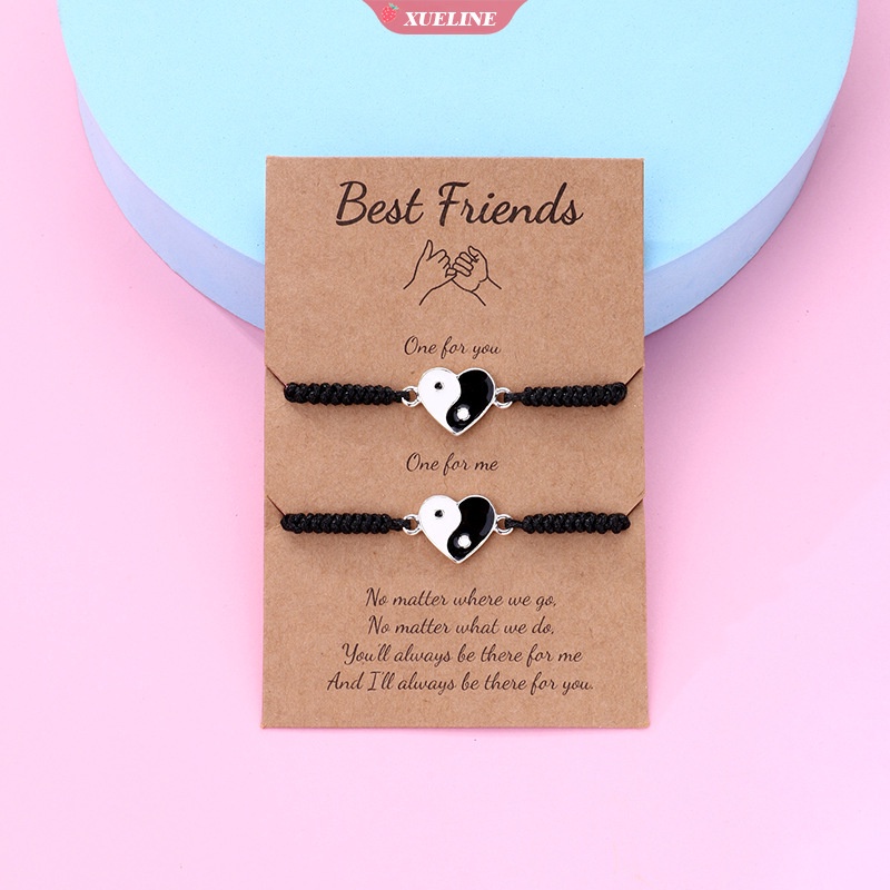 2buah Set Gelang Hitam Dan Putih Gaya Retro Cina Tai Chi Alloy Braided Gelang Pria Dan Wanita Pasangan Fashion Perhiasan [ZXL]