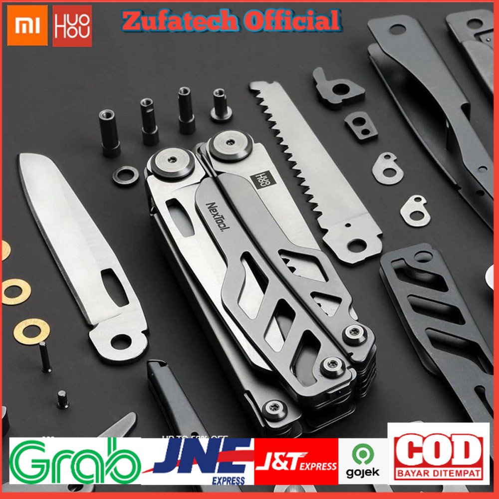 Xiaomi Huohou Pisau Multifungsi Folding Knife Pembuka Botol Screwdriver Stainless Steel.