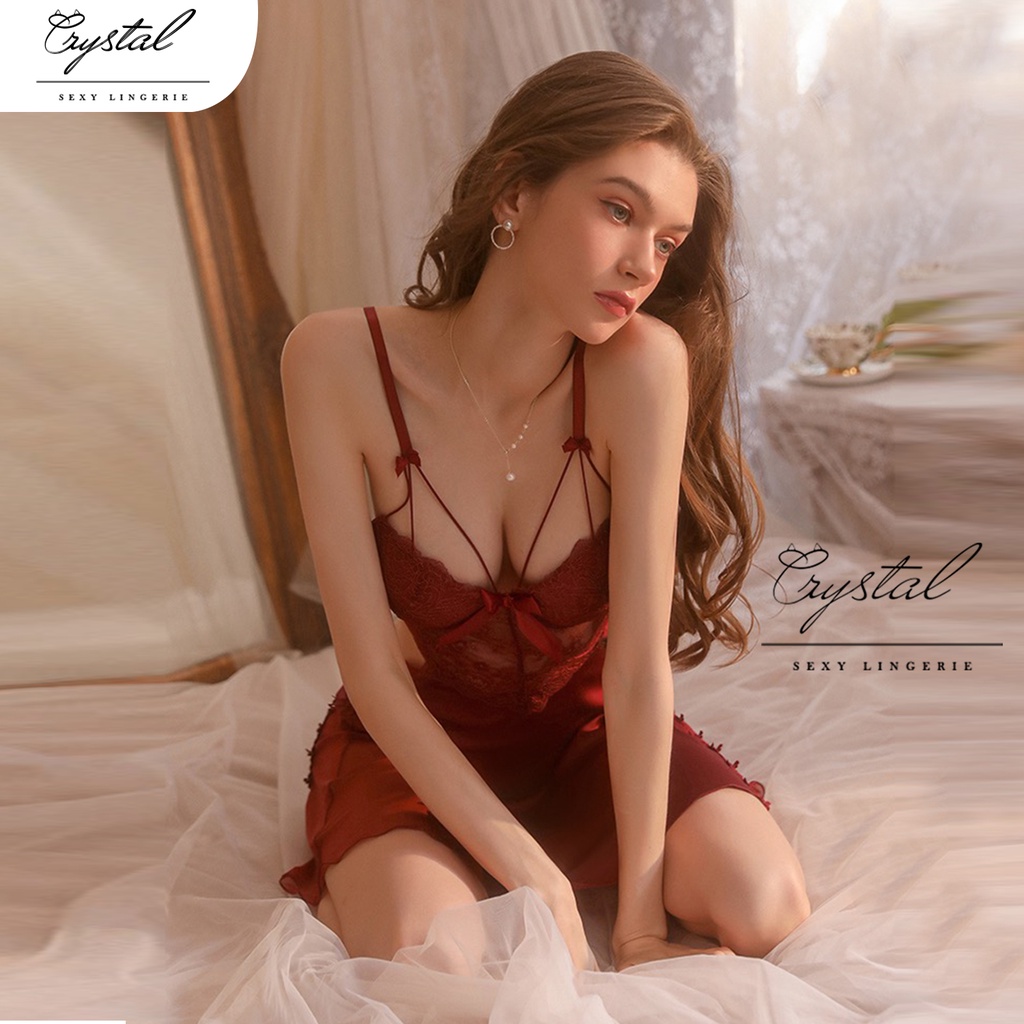 Crystal Lingerie Dress Cup Bra Push Up Baju Tidur Sexy Lingerie Wanita / Sleepwear Lingerie Dress Wanita 231