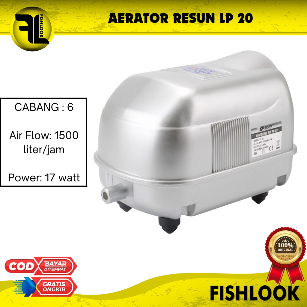 RESUN LP 20 Pompa Udara Aerator Air Pump Kolam Aquarium ORIGINAL INDO