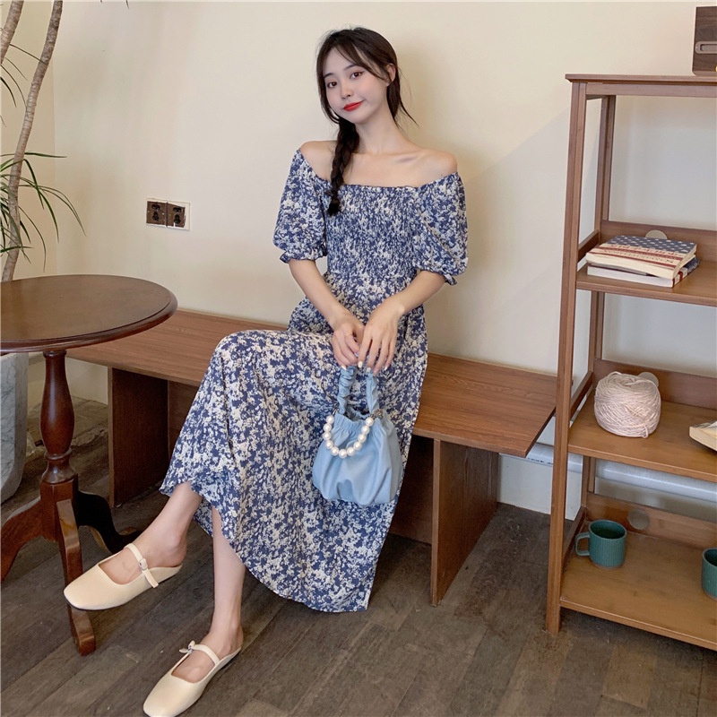 yikoo-Dress korea midi dress multi-warna gaun bunga versi dres wanita