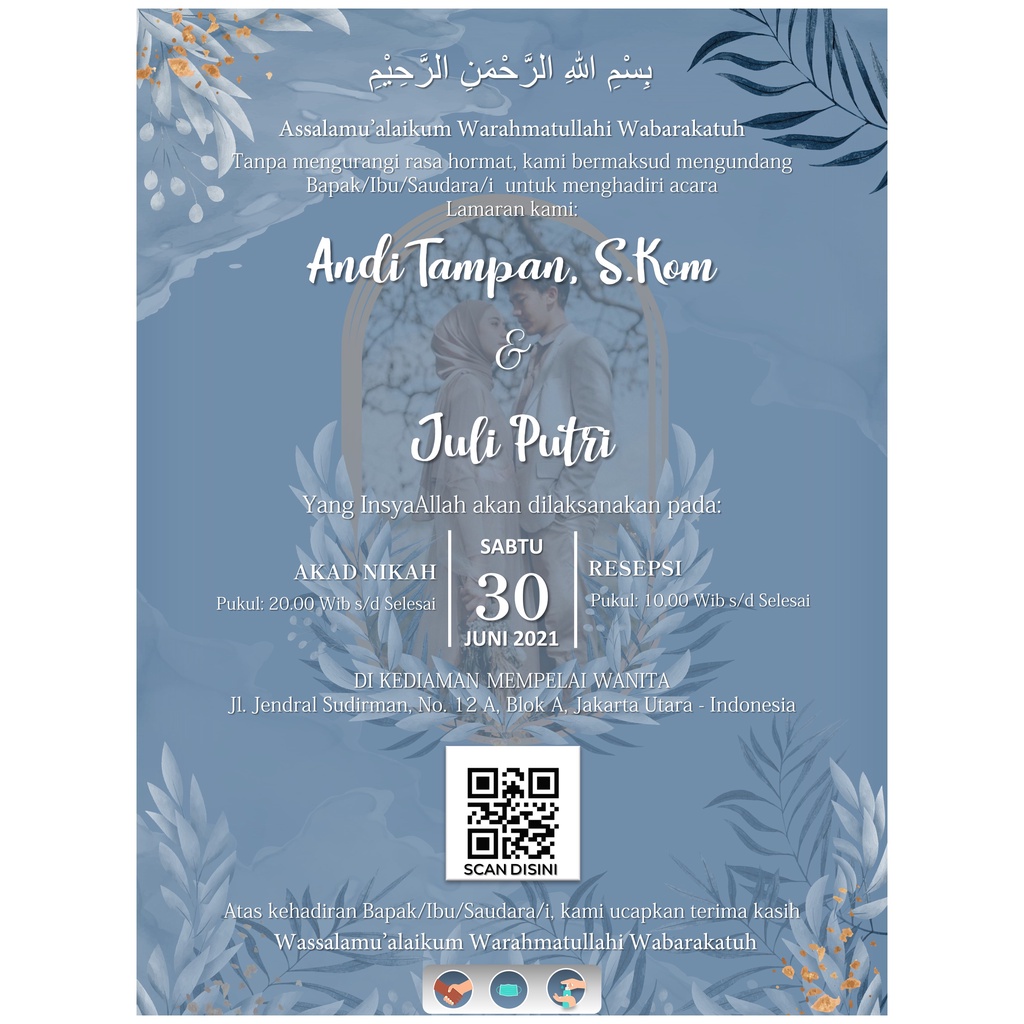 Undangan JPG Digital Pernikahan / Wedding Invitation / Invitation Center  Kode X22JPG