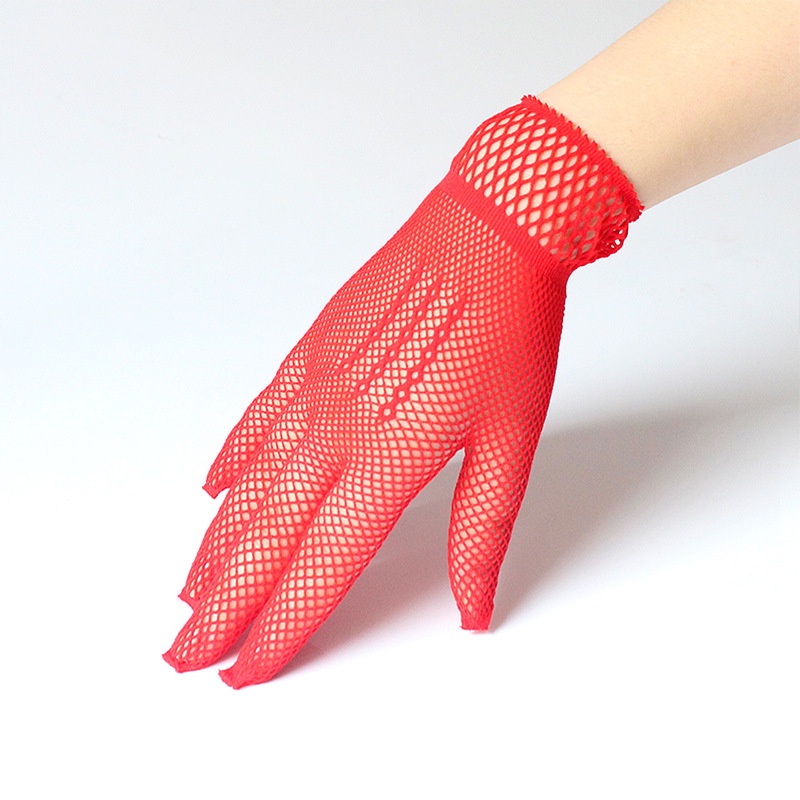 LTX-15 sarung tangan fishnet net jaring wedding glove gloves pengantin sangjit hitam putih merah