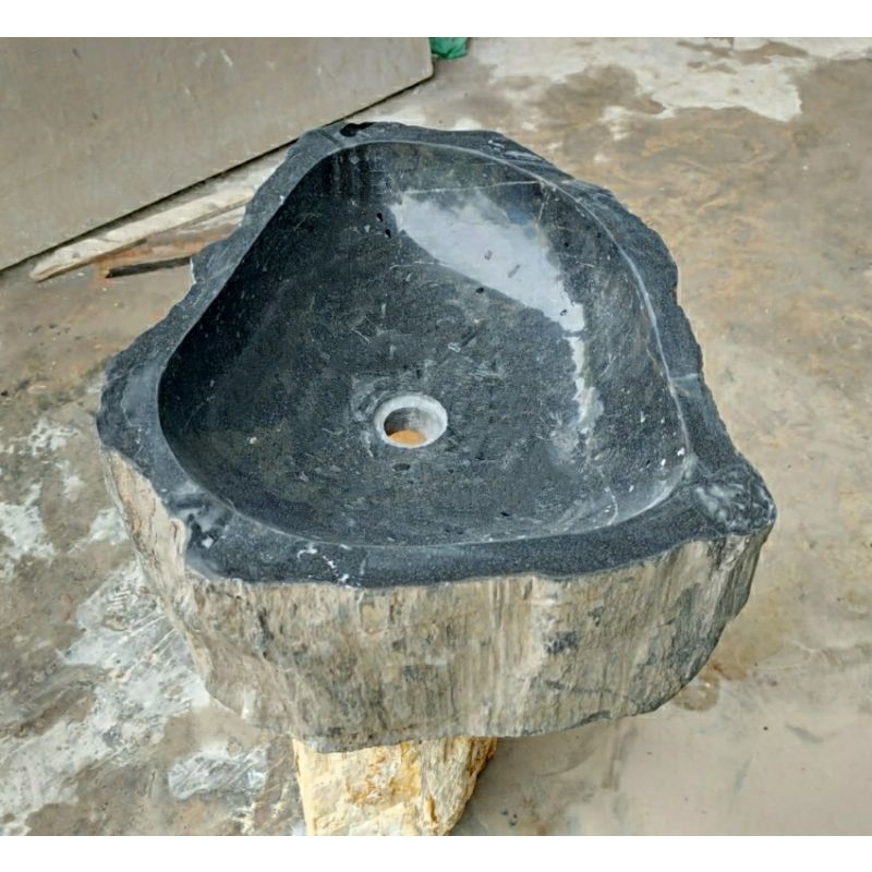 Wastafel Fosil Kayu Hitam