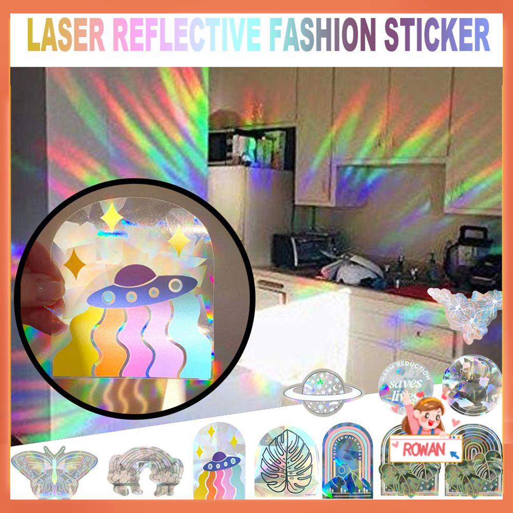 R-flower Kaca Film Panas Mudah Di Aplikasikan Perekat Diri Laser Reflektif Prisma Pelangi Stiker