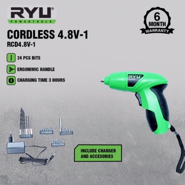 Cordles RCD 4.8 V-1 RYU,Bor charger,Bor tanpa Kabel.