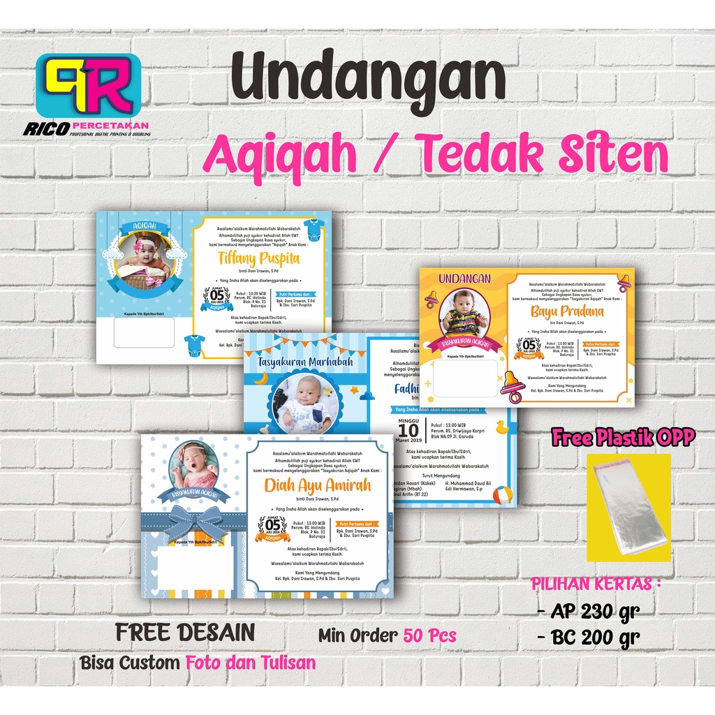 Undangan Aqiqah / Tedak Siten / Kartu Aqiqah