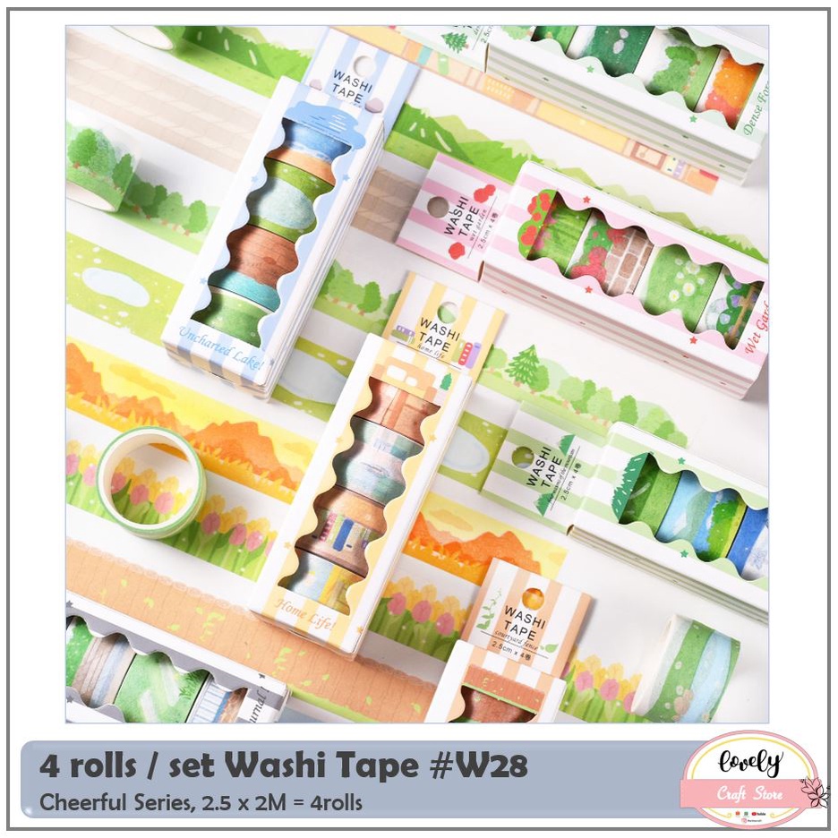 

LovelyCraftStore | Washi Tape W28 ~ 4rolls/set Selotip Kertas Art Deco Tape Journal Decoration Dekorasi Diary Bujo Scrapbook Mahar Decoration