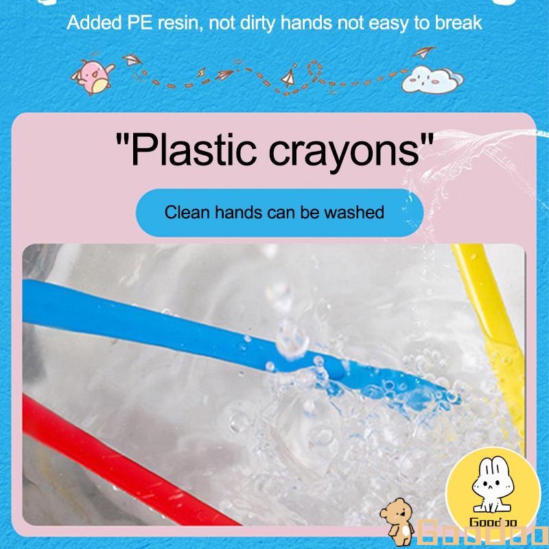 Krayon Plastic Sekolah 6/12/24 Warna/Crayon Oil Pastel /Crayon Plastik/Cerah Bentuk segitiga ergonomis tidak beracun bisa dicuci -DOO