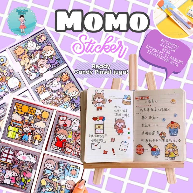 5 SET Stiker Tempelan LUCU IMUT imoet MOMO HUNAM Stiker Deco Cute Gift Tema Korea Momo Sticker Tumbler Anti Air Scrapbook DIY Aesthetic SKIN Buku Diary Tumbr Botol Lucu Lembar Transparant Motif Lucu GELAS Cangkit Casing Handphone POD HP Tempel an 1 BOX