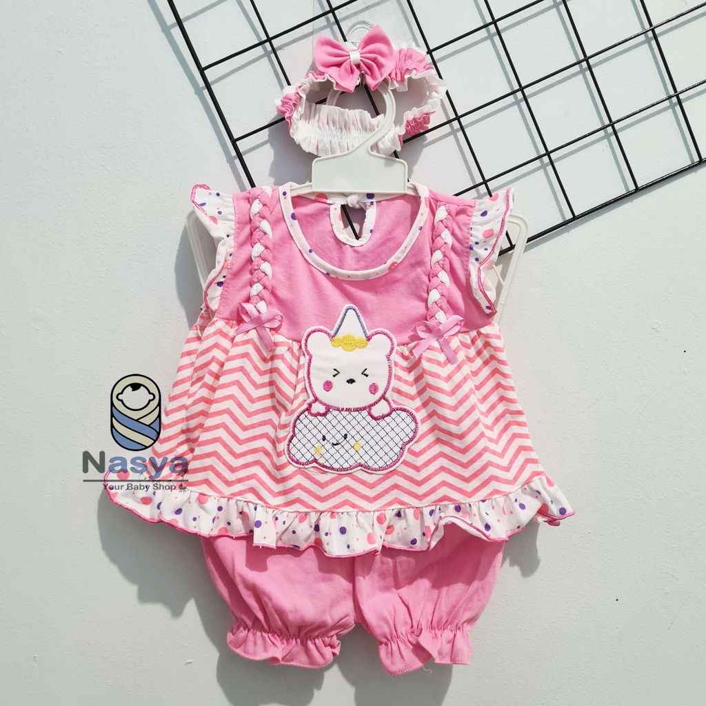 [A-030] NEW !! Setelan Baju Bayi 0-6 Bulan (GRATIS Bandana) / Baju Anak Bayi Perempuan motif animal